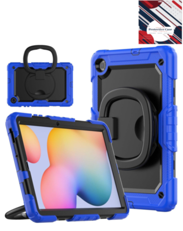 Silicone Cas with 360 Folding Handle Grip for Galaxy Tab S6 lite 10.4" - BLUE (Only Ground Shipping)