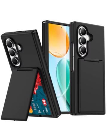 Protective Case with Built-In Card Holder (BLACK) for Galaxy Z Fold 8 Ultra / Fold 7 (Only Ground Shipping)