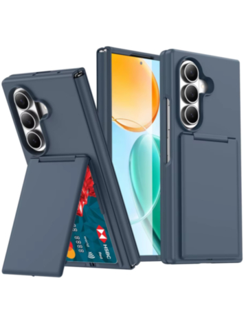 Protective Case with Built-In Card Holder (BLUE) for Galaxy Z Fold 8 Ultra / Fold 7 (Only Ground Shipping)