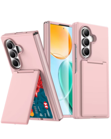 Protective Case with Built-In Card Holder (PINK) for Galaxy Z Fold 8 Ultra / Fold 7 (Only Ground Shipping)