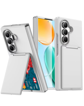 Protective Case with Built-In Card Holder (WHITE) for Galaxy Z Fold 8 Ultra / Fold 7 (Only Ground Shipping)
