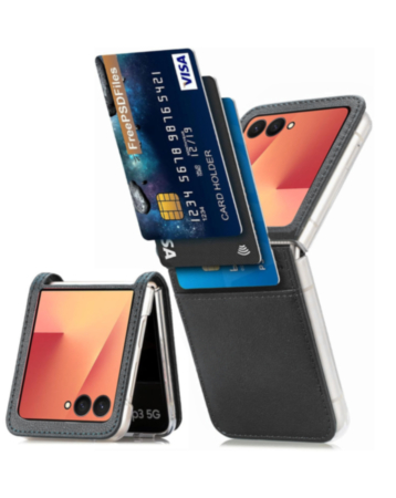 Galaxy Z Flip 7 Genuine Leather Case - BLACK (Only Ground Shipping)