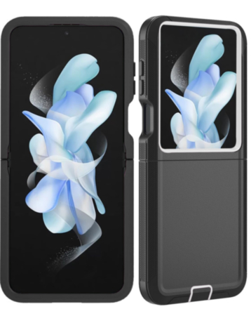 Heavy Duty Case for Galaxy Z Flip 8 (BLACK WHITE) (Only Ground Shipping)