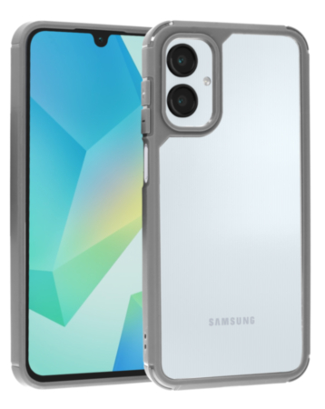 Matte Color Bumper Clear Case - GRAY for Galaxy A06 (Only Ground Shipping)