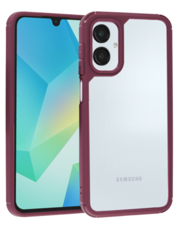 Matte Color Bumper Clear Case - WINE for Galaxy A06 (Only Ground Shipping)