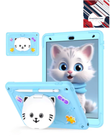 Shockproof Kickstand Case with Pen Slot - LIGHT BLUE for iPad Air 11 2024 (Only Ground Shipping)