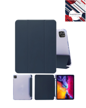 Smart PU Stand with Pen Holder - DARK BLUE for iPad Air 13 2024 / Pro 12.9 (3rd / 4th / 5th / 6th) (Only Ground Shipping)