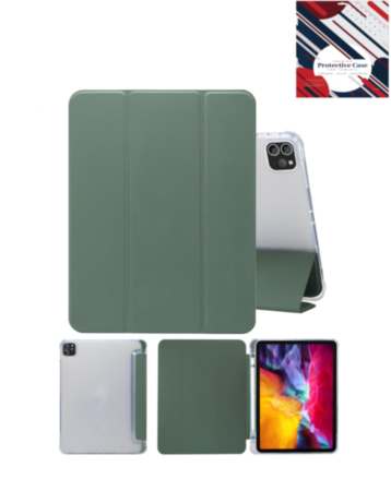 Smart PU Stand with Pen Holder - DARK GREEN for iPad Air 13 2024 / Pro 12.9 (3rd / 4th / 5th / 6th) (Only Ground Shipping)