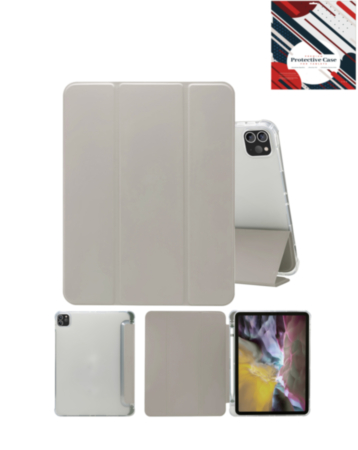 Smart PU Stand with Pen Holder - GRAY for iPad Air 13 2024 / Pro 12.9 (3rd / 4th / 5th / 6th) (Only Ground Shipping)