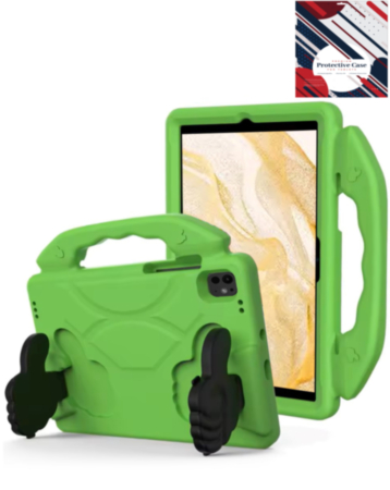 Hand - Held Stand Kids Case - GREEN for iPad Air 13 2024 / Pro 13 2024 / Pro 12.9 (3rd / 4th / 5th / 6th) (Only Ground Shipping)