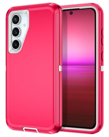 Heavy Duty Case for A55 5G (HOT PINK & WHITE) (Only Ground Shipping)
