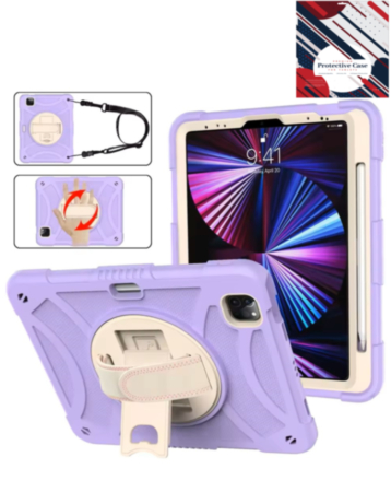 Hand Adjustable Heavy Duty Case with Shoulder Strap - LILAC for iPad Air 4 / Air 5 / Pro 11 (1st / 2nd / 3rd / 4th) (Only Ground Shipping)