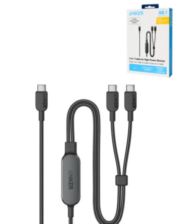 Anker Braided 2-in-1 USB C-C Charging Cable (4ft) (BLACK) (Only Ground Shipping)