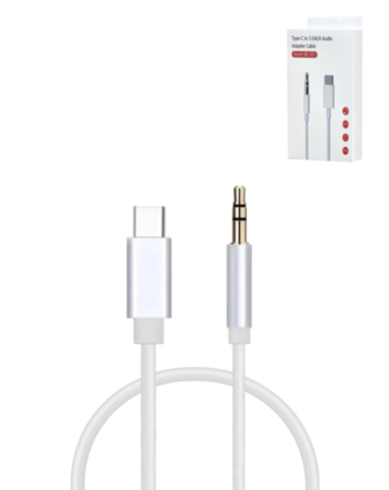 USB C-AUX Headphone Jack Cable (WHITE) (3ft) (Only Ground Shipping)