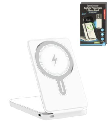 Brookstone Magsafe Power Bank & Phone Stand (WHITE) (5000mAh) (Only Ground Shipping)