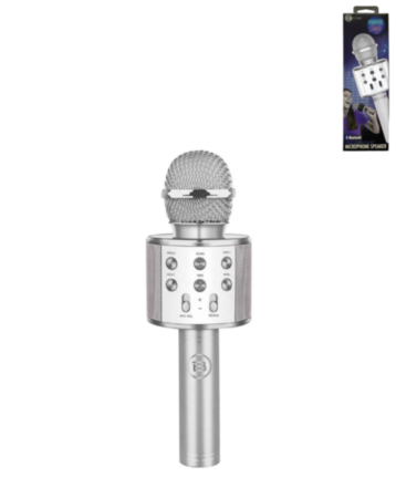 Light Up Karaoke Microphone Speaker - SILVER (Only Ground Shipping)