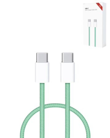 USB C-C Fast Charging Cable for iPhone / iPads / AirPods Series (3ft) (60W) - (GREEN) (Only Ground Shipping)