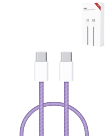 USB C-C Fast Charging Cable for iPhone / iPads / AirPods Series (3ft) (60W) - (PURPLE) (Only Ground Shipping)