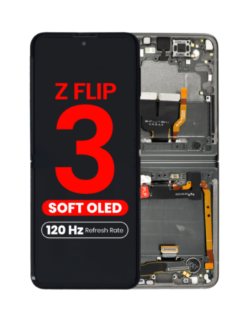OLED Assembly with Frame for Galaxy Z Flip 3 F711 (BLACK) (US & International) (Aftermarket Pro OLED / 120HZ)