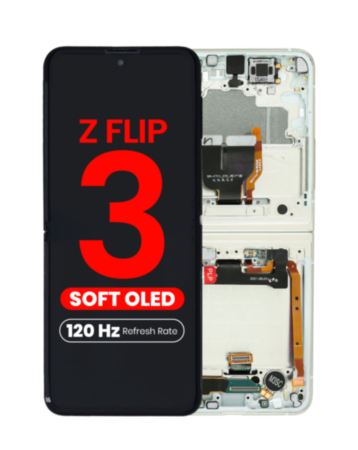 OLED Assembly with Frame for Galaxy Z Flip 3 F711 (CREAM) (US & International) (Aftermarket Pro OLED / 120HZ)