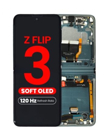 OLED Assembly with Frame for Galaxy Z Flip 3 F711 (GREEN) (US & International) (Aftermarket Pro OLED / 120HZ)
