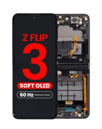 OLED Assembly with Frame for Galaxy Z Flip 3 F711 (BLACK) (US & International) (Aftermarket OLED / 60HZ)