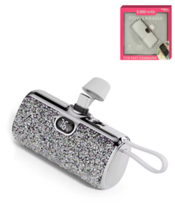 Brookstone Mini Diamond Power Bank with Built in USB C-L (WHITE) (2000mAh) (Only Ground Shipping)