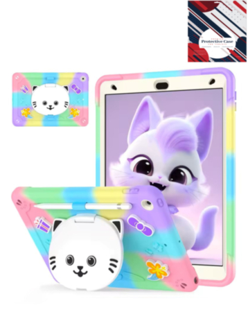 Shockproof Kickstand Case with Pen Slot - COLORFUL PURPLE for iPad 10.2" (7th / 8th / 9th) (Only Ground Shipping)