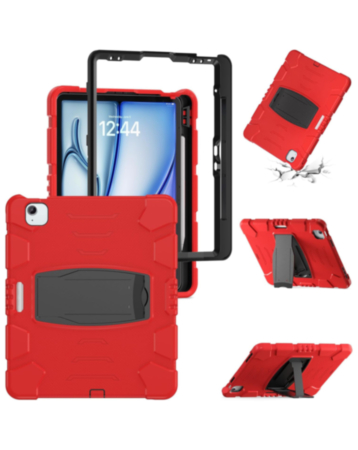 Full Body Protection Stand Case - RED for iPad Air 13 (2024) / Pro 12.9 (3rd / 4th / 5th / 6th) (Only Ground Shipping)