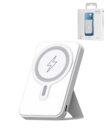MagSafe Foldable Magnetic Power Bank (WHITE) 15W Wireless / 20W PD Power Bank with USB-C (5000 mAh) (Only Ground Shipping)