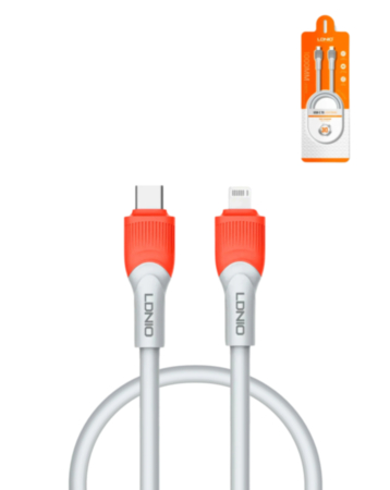 LDNIO LC601 USB C-L Non-MFI Charging Cable (ORANGE) (3ft) (30W) (Only Ground Shipping)