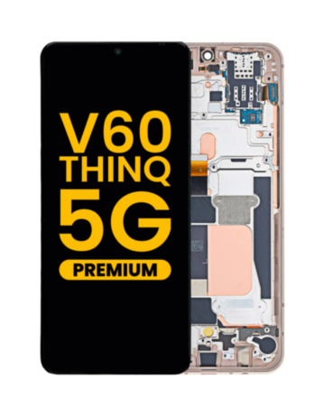 OLED Assembly with Frame for LG V60 ThinQ 5G UW (V605) (Not Compatible with Verizon UW Model) (GOLD) (Premium)