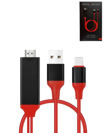 Display 2in1 Cable for HDMI & USB-A / L (HDTV / Charging & Data) (3ft) (Only Ground Shipping)