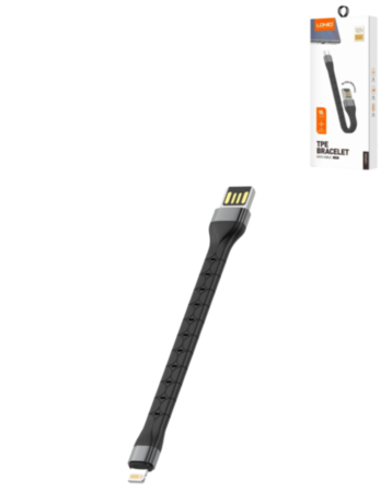 LDNIO LS50 USB A-L Non-MFI TPE Bracelet Charging Cable (BLACK) (0.5ft) (12W) (Only Ground Shipping)
