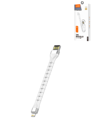 LDNIO LS50 USB A-L Non-MFI TPE Bracelet Charging Cable (WHITE) (0.5ft) (12W) (Only Ground Shipping)