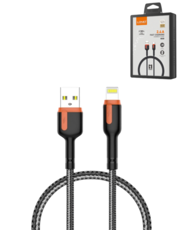 LDNIO LS531 USB A-L Non-MFI Fast Charging Cable (GRAY) (3ft) (12W) (Only Ground Shipping)