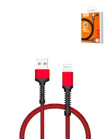 LDNIO LS63 USB A-L Non-MFI Fast Charging Data Cable (RED) (3ft) (12W) (Only Ground Shipping)