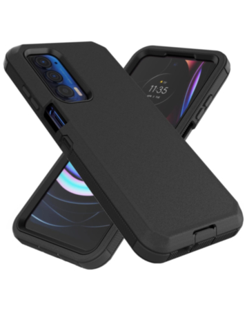 Heavy Duty Case for Moto Edge 5G (2021) (BLACK) (Only Ground Shipping)
