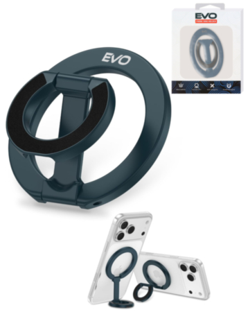 EVO FlexRing Magnetic Phone Holder with Kickstand Support & Wireless Charging (BLUE) (Only Ground Shipping)