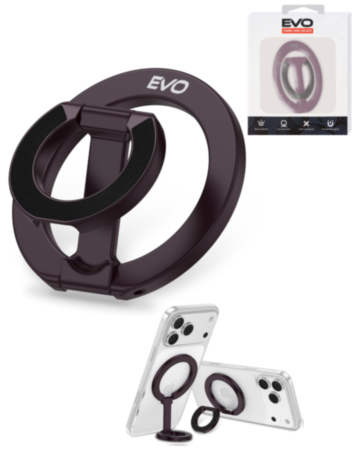 EVO FlexRing Magnetic Phone Holder with Kickstand Support & Wireless Charging (PURPLE) (Only Ground Shipping)