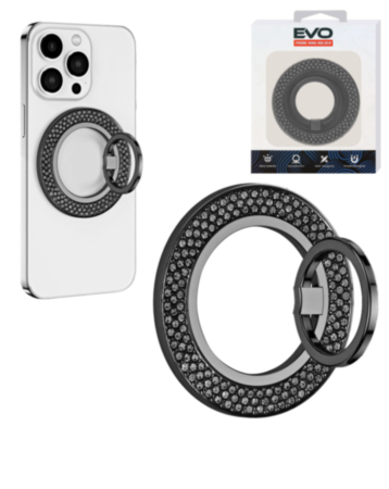 EVO PO1 Magnetic Phone Ring Compatible with Wireless Charging (BLACK) (Only Ground Shipping)