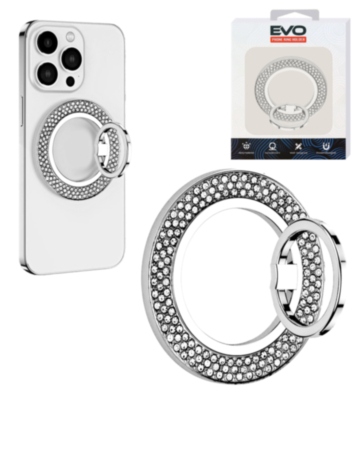 EVO PO1 Magnetic Phone Ring Compatible with Wireless Charging (SILVER) (Only Ground Shipping)