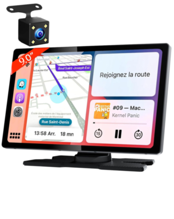 9'' USB-C Interface for CarPlay and Android Auto with Front + Rear Camera Recording (Only Ground Shipping)