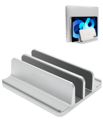 Aluminum Vertical Laptop Stand for Laptops / Tablets / Smartphones (SILVER) (Only Ground Shipping)