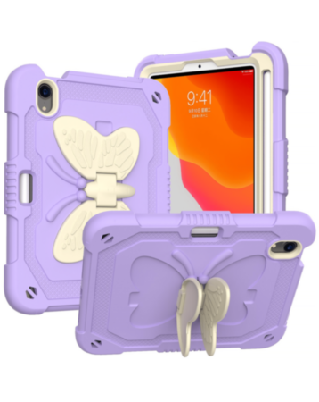 Protective Butterfly Stand Desing Case - GREAM PURPLE for iPad Mini 6 / 7 (A17 Pro) (Only Ground Shipping)