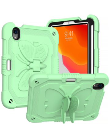 Protective Butterfly Stand Desing Case - FRESH GREEN for iPad Mini 6 / 7 (A17 Pro) (Only Ground Shipping)