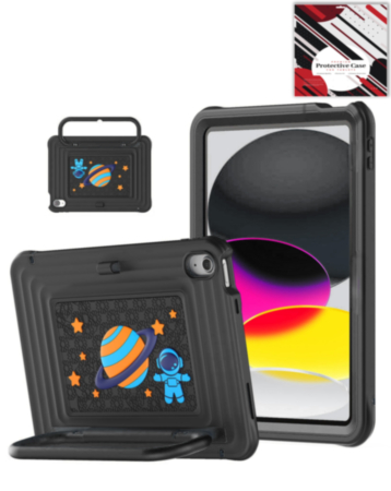 Kids SpaceGrip Tablet Case with Handle Stand (BLACK) for iPad Mini 6 / 7 (Only Ground Shipping)