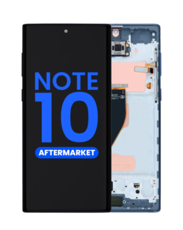 Order the LCD Assembly with Frame for Galaxy Note 10 N970 in Aura Black, Aftermarket Incell, does not support fingerprint.