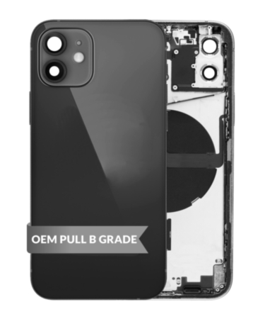 Back Housing Frame with Small Components Pre-Installed for iP 12 (BLACK) (International) (OEM Pull B Grade)