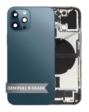 Back Housing Frame with Charging Port Flex & Small Parts for iPhone 12 Pro (PACIFIC BLUE) (OEM Pull B Grade)